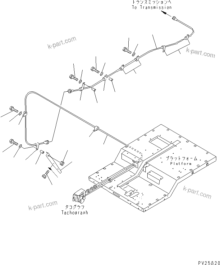 Komatsu parts book diagram for HD985-5 S/N 1021-UP: TACHO GRAPH CABLE (ELECTRICAL GOVERNOR)