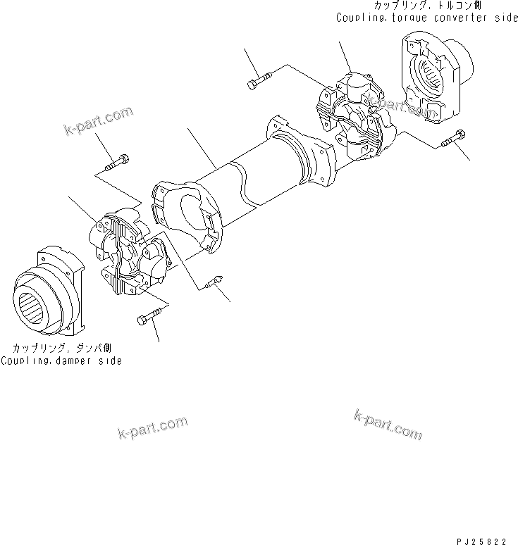 Komatsu parts book diagram for HD985-5 S/N 1021-UP: FRONT PROPELLER SHAFT