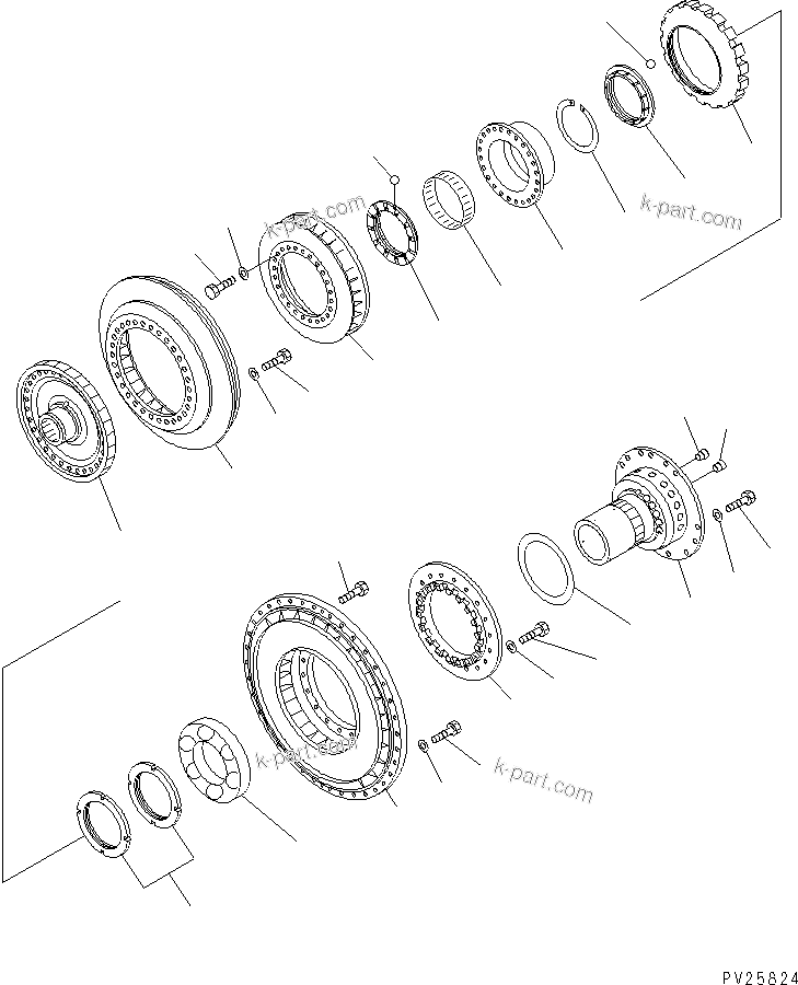 Komatsu parts book diagram for HD985-5 S/N 1021-UP: TORQUE CONVERTER (1/7) (BARE UNIT)