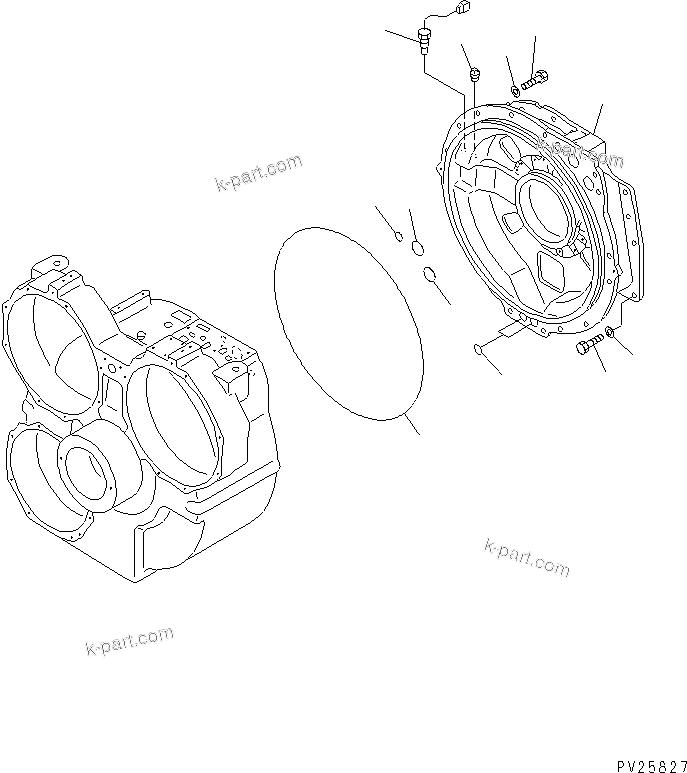 Komatsu parts book diagram for HD985-5 S/N 1021-UP: TORQUE CONVERTER (4/7) (REAR HOSING)