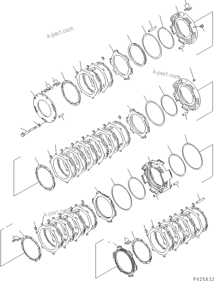 Komatsu parts book diagram for HD985-5 S/N 1021-UP: TRANSMISSION (1/8) (1ST¤ 2ND¤ 3RD AND REVERSE CLUTCH)