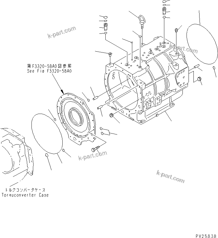 Komatsu parts book diagram for HD985-5 S/N 1021-UP: TRANSMISSION (7/8) (CASE)