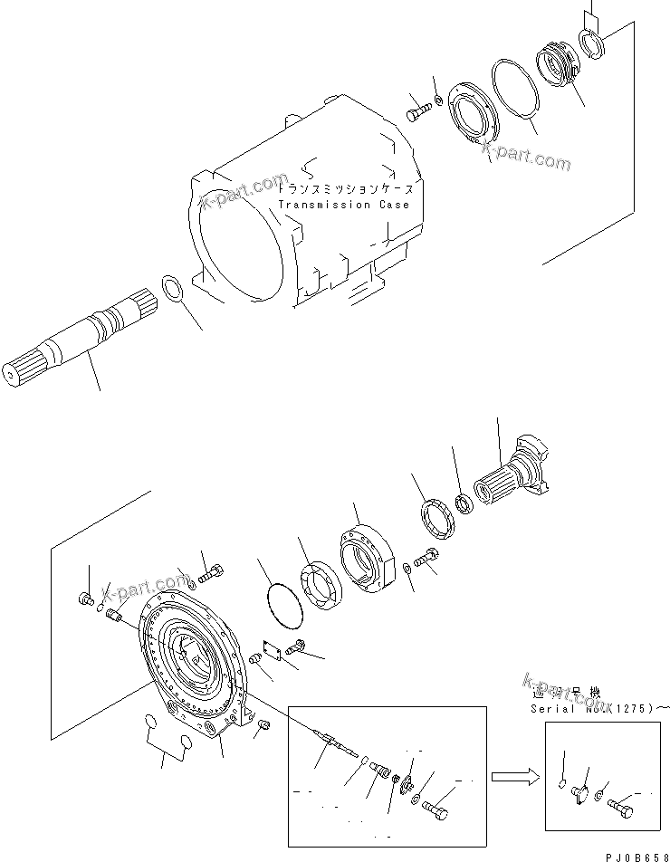 Komatsu parts book diagram for HD985-5 S/N 1021-UP: TRANSMISSION (8/8) (INPUT AND OUTPUT)