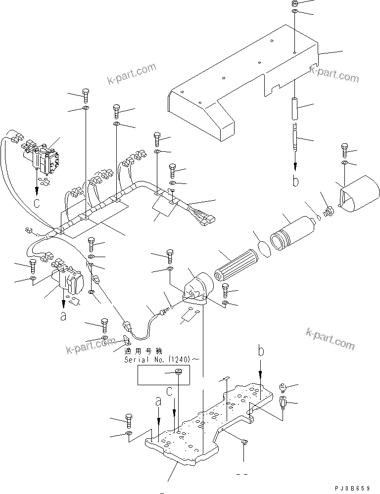 Komatsu parts book diagram for HD985-5 S/N 1021-UP: TRANSMISSION CONTROL VALVE (1/3)