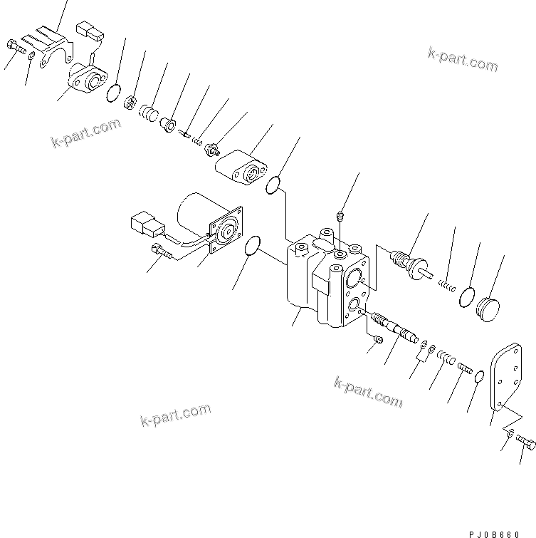 Komatsu parts book diagram for HD985-5 S/N 1021-UP: TRANSMISSION CONTROL VALVE (3/3)(#(1049)-)