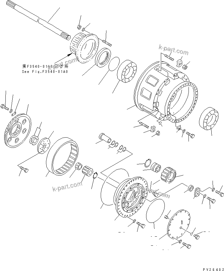 Komatsu parts book diagram for HD985-5 S/N 1021-UP: REAR FINAL DRIVE