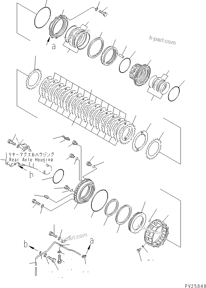 Komatsu parts book diagram for HD985-5 S/N 1021-UP: REAR BRAKE (1/2)