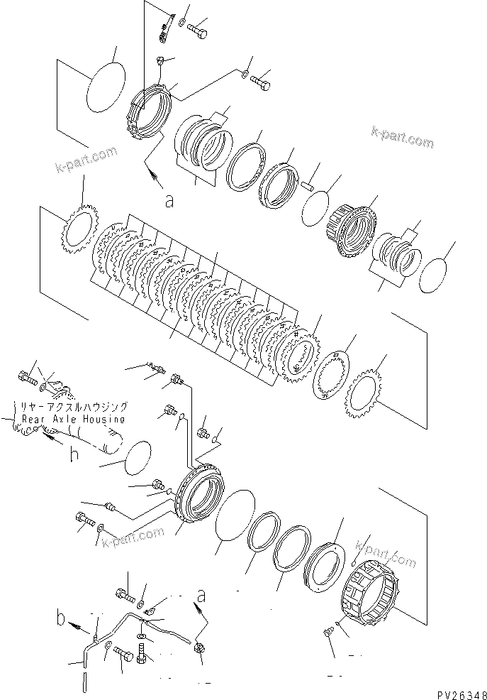 Komatsu parts book diagram for HD985-5 S/N 1021-UP: REAR BRAKE (1/2) (WITH ABS)