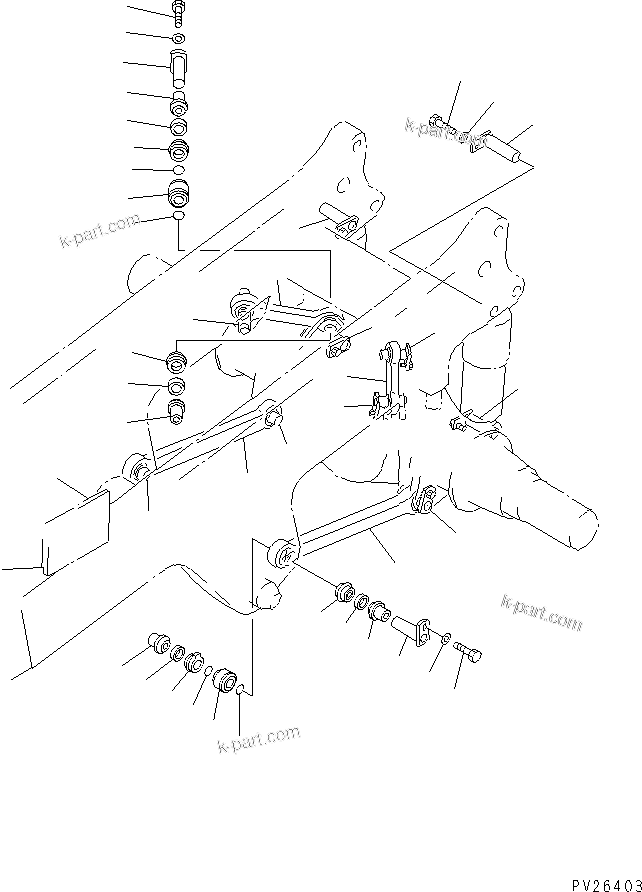 Komatsu parts book diagram for HD985-5 S/N 1021-UP: REAR AXLE SUPPORT