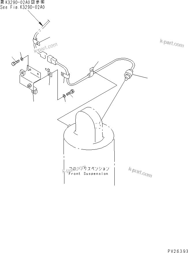 Komatsu parts book diagram for HD985-5 S/N 1021-UP: FRONT AXLE (LEFT HAND) (FRONT SUSPENSION RELATED PARTS)          (AUTO SUSPENSION) (NEW SENSOR TYPE)(#1053-)