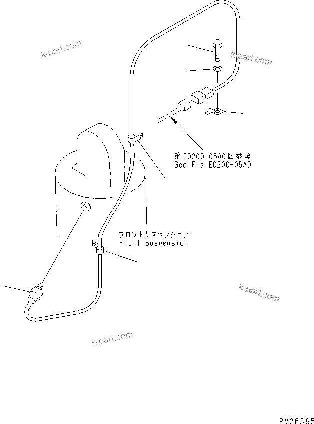 Komatsu parts book diagram for HD985-5 S/N 1021-UP: FRONT AXLE (RIGHT HAND) (FRONT SUSPENSION RELATED PARTS)         (AUTO SUSPENSION) (NEW SENSOR TYPE)(#1053-)