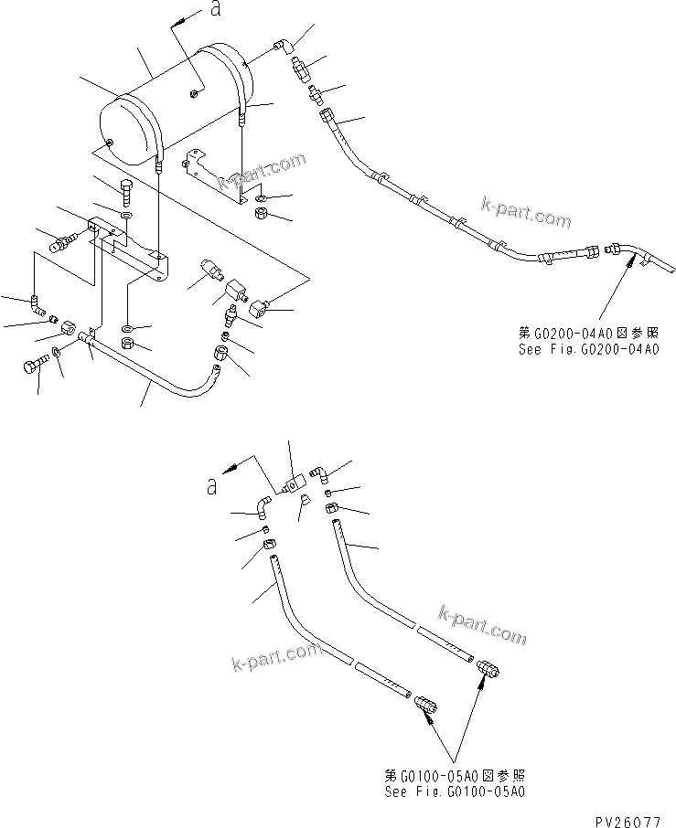 Komatsu parts book diagram for HD985-5 S/N 1021-UP: AIR TANK AND EQUIPMENT (WET AIR TANK)