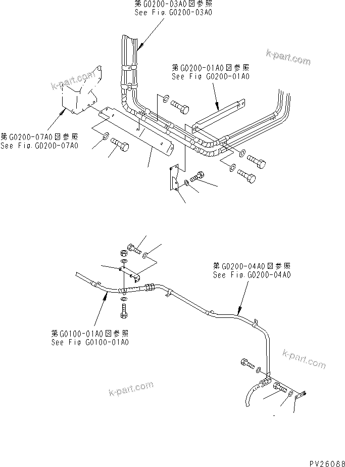 Komatsu parts book diagram for HD985-5 S/N 1021-UP: AIR PIPING (BRACKET) (2/2)