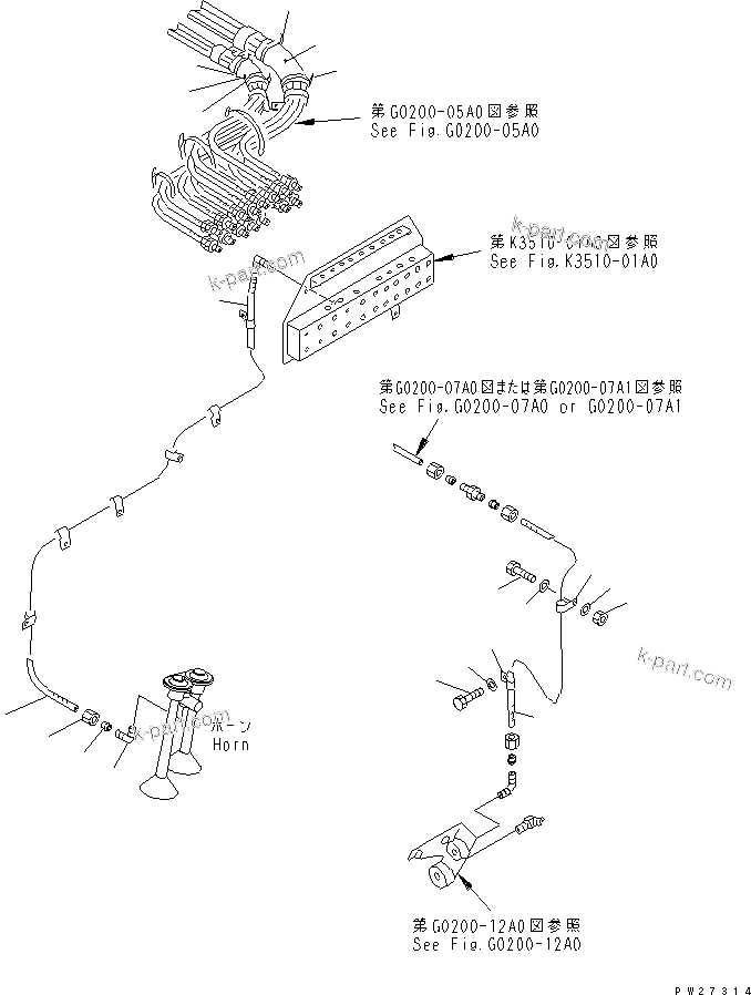 Komatsu parts book diagram for HD985-5 S/N 1021-UP: AIR PIPING (AIR PIPING) (4/4) (WITH AIR DRYER)