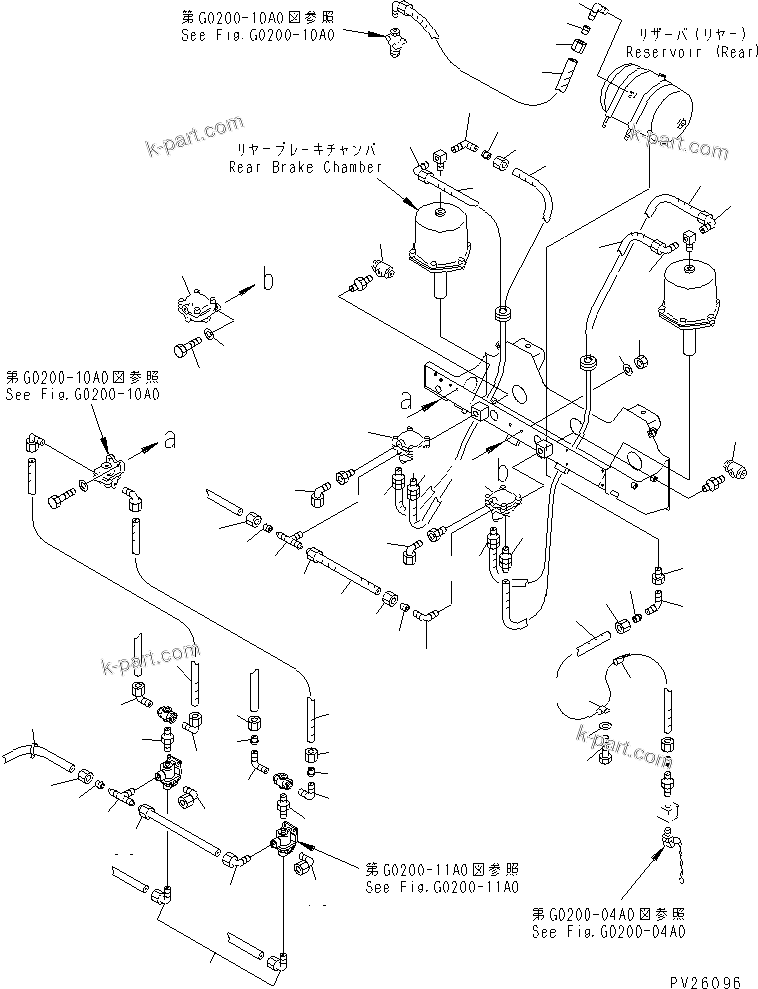 Komatsu parts book diagram for HD985-5 S/N 1021-UP: AIR TANK AND EQUIPMENT (REAR BRAKE CHAMBER) (2/2)