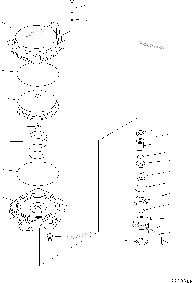 Komatsu parts book diagram for HD985-5 S/N 1021-UP: RELAY VALVE (PARKING BRAKE)