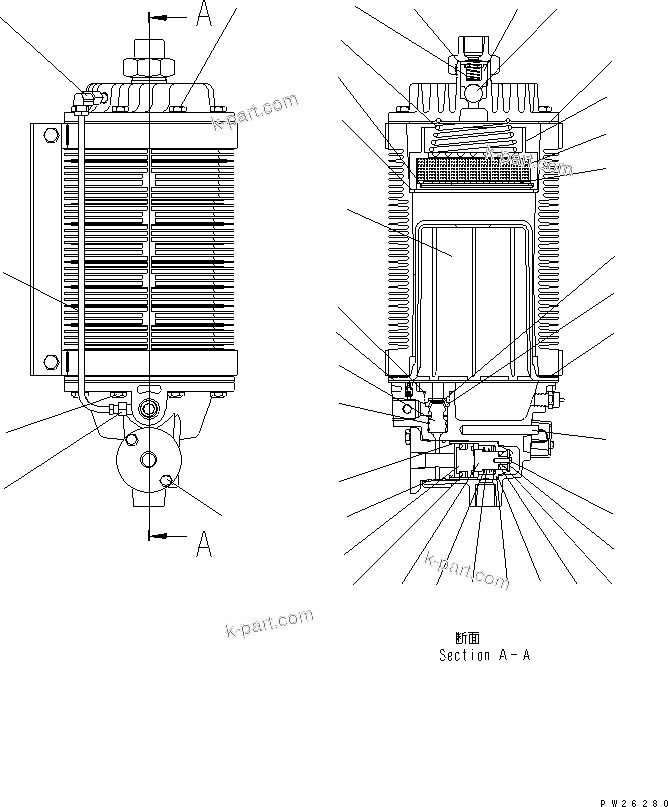 Komatsu parts book diagram for HD985-5 S/N 1021-UP: AIR DRYER (INNER PARTS)(#1040-1045)