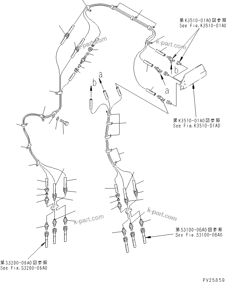 Komatsu parts book diagram for HD985-5 S/N 1021-UP: AUTO SUSPENSION PIPING