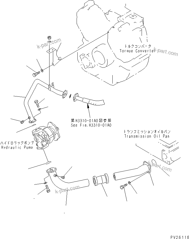Komatsu parts book diagram for HD985-5 S/N 1021-UP: TRANSMISSION PIPING (5/6)