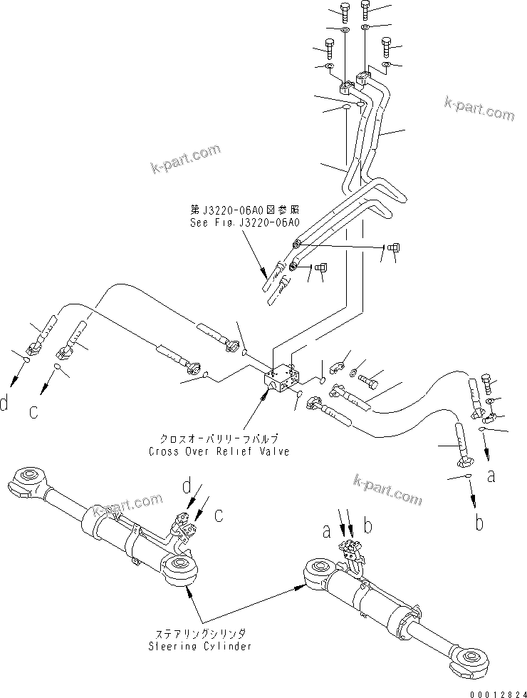 Komatsu parts book diagram for HD985-5 S/N 1021-UP: STEERING AND HOIST PIPING (PIPING) (5/5)