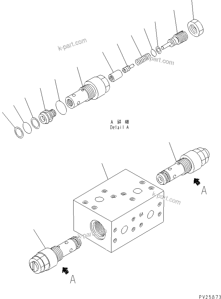 Komatsu parts book diagram for HD985-5 S/N 1021-UP: CROSSOVER RELIEF VALVE
