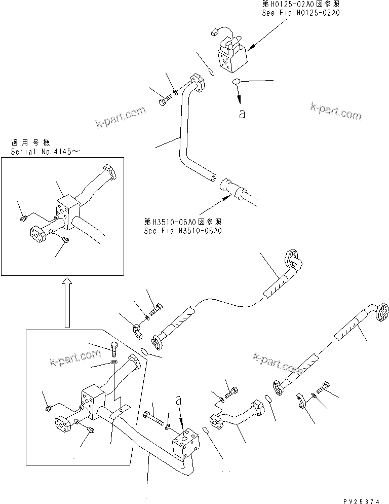 Komatsu parts book diagram for HD985-5 S/N 1021-UP: BRAKE COOLING OIL LINE (1/7) (WITH BRAKE STRAINER) (PUMP TO BRAKE) (1/3)