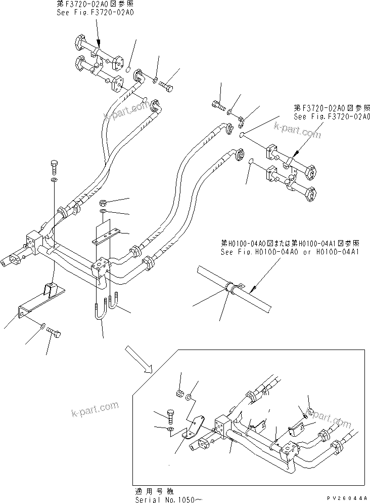 Komatsu parts book diagram for HD985-5 S/N 1021-UP: BRAKE COOLING OIL LINE (3/7) (PUMP TO BRAKE) (3/3)