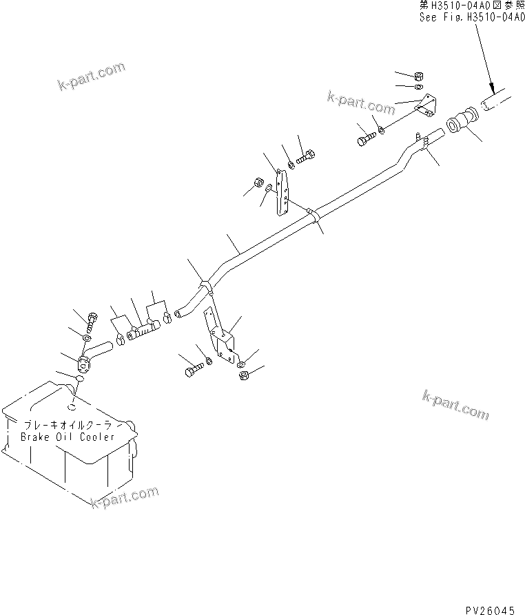 Komatsu parts book diagram for HD985-5 S/N 1021-UP: BRAKE COOLING OIL LINE (5/7) (BRAKE TO BRAKE COOLER) (2/2)