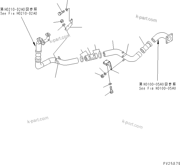 Komatsu parts book diagram for HD985-5 S/N 1021-UP: BRAKE COOLING OIL LINE (7/7) (SUCTION PIPING)