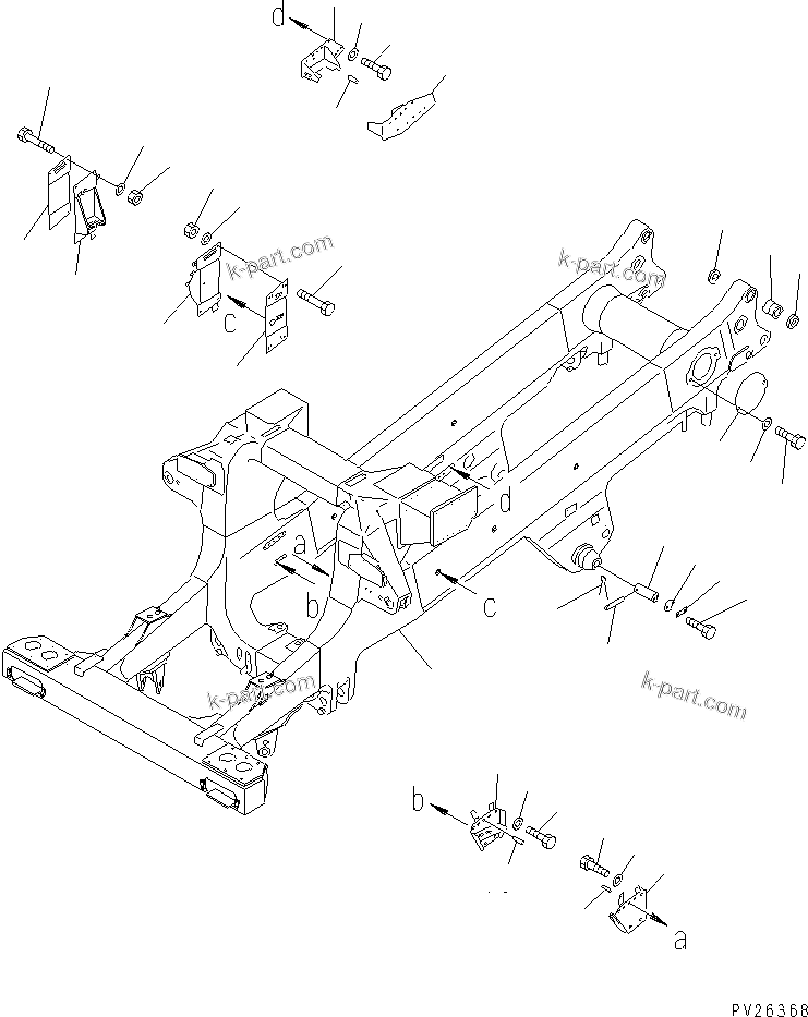 Komatsu parts book diagram for HD985-5 S/N 1021-UP: MAIN FRAME (WITH TIRE STOPPER)