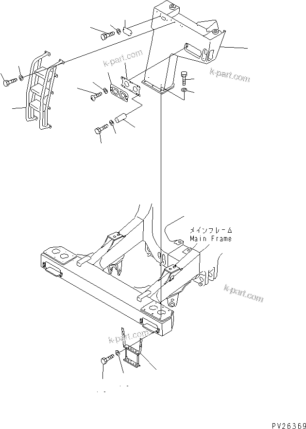 Komatsu parts book diagram for HD985-5 S/N 1021-UP: FRONT SUPPORT (SUPPORT L.H.)