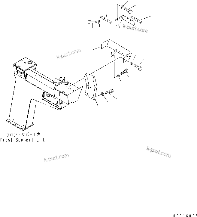 Komatsu parts book diagram for HD985-5 S/N 1021-UP: FRONT SUPPORT (COVER)