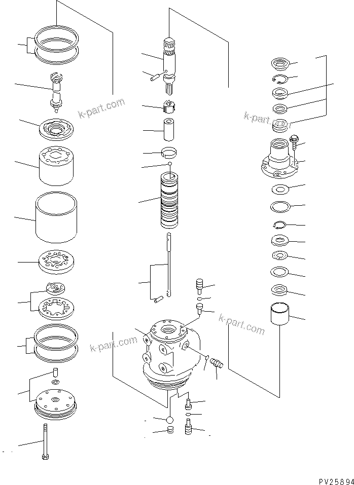 Komatsu parts book diagram for HD985-5 S/N 1021-UP: FRONT SUPPORT (STEERING VALVE) (1/2)