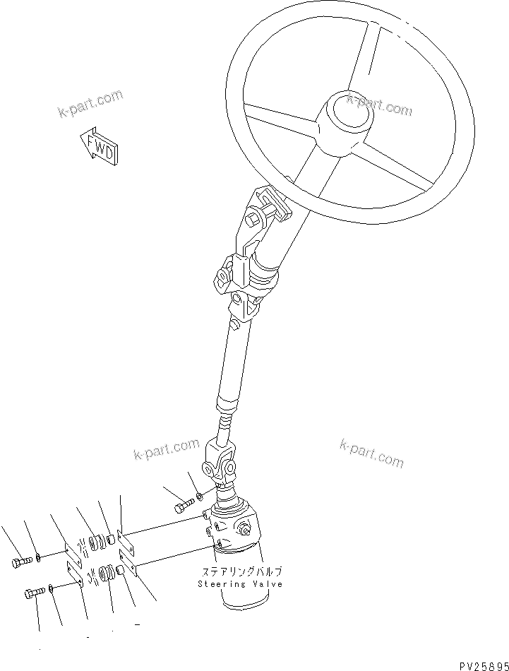 Komatsu parts book diagram for HD985-5 S/N 1021-UP: FRONT SUPPORT (STEERING VALVE) (2/2)