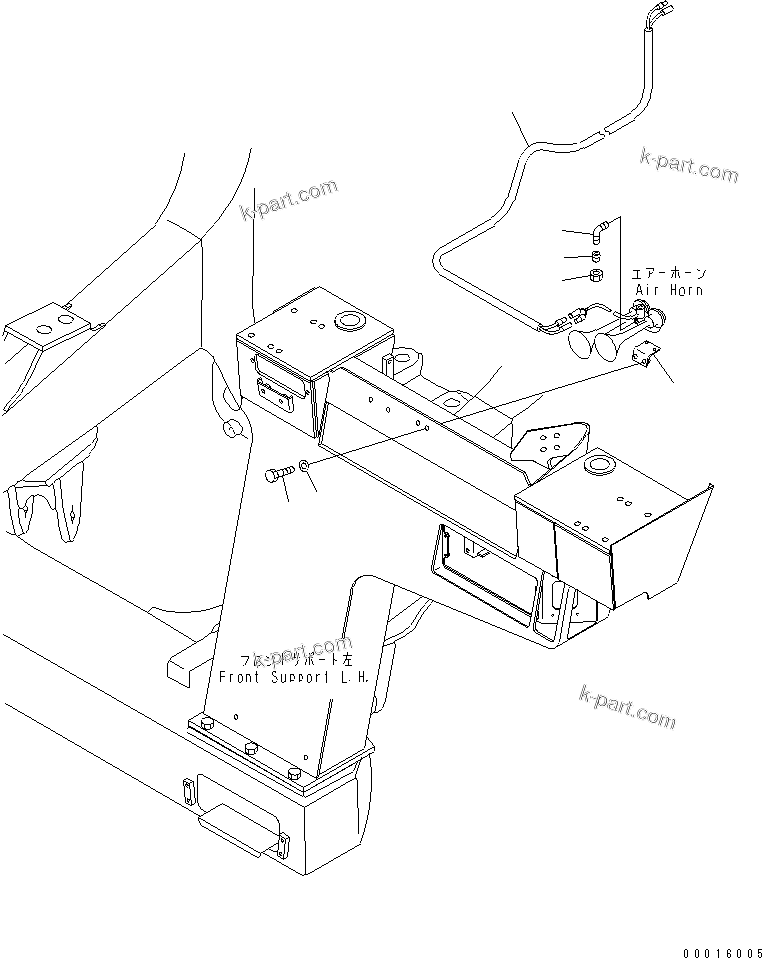 Komatsu parts book diagram for HD985-5 S/N 1021-UP: FRONT SUPPORT (HORN BRACKET)