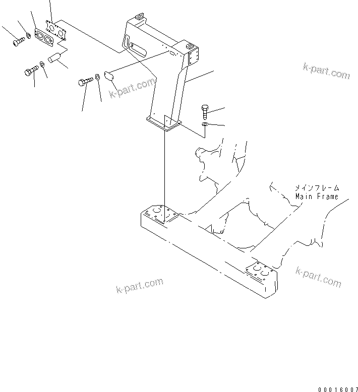 Komatsu parts book diagram for HD985-5 S/N 1021-UP: FRONT SUPPORT (SUPPORT R.H.)