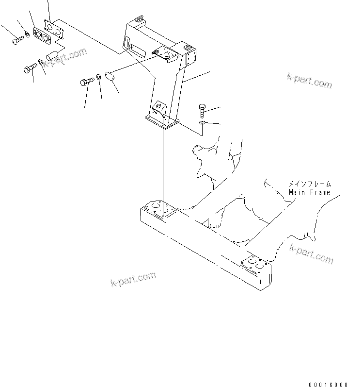 Komatsu parts book diagram for HD985-5 S/N 1021-UP: FRONT SUPPORT (SUPPORT R.H.) (INCLINED LADDER)