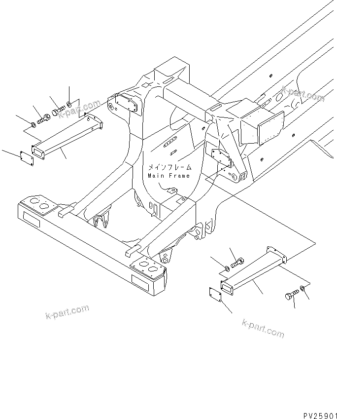 Komatsu parts book diagram for HD985-5 S/N 1021-UP: FRONT SUPPORT STAY