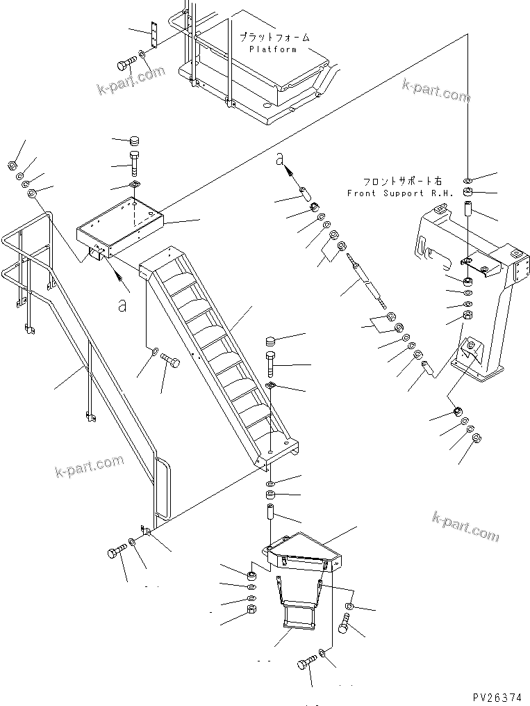 Komatsu parts book diagram for HD985-5 S/N 1021-UP: INCLINED LADDER