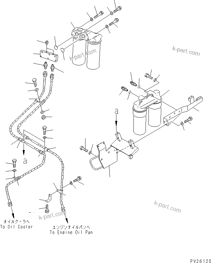 Komatsu parts book diagram for HD985-5 S/N 1021-UP: ENGINE OIL FILTER AND RELATED PARTS