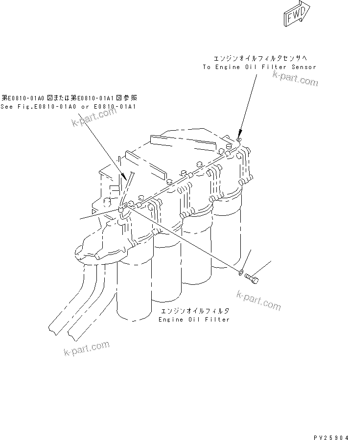 Komatsu parts book diagram for HD985-5 S/N 1021-UP: ENGINE OIL FILTER SENSOR