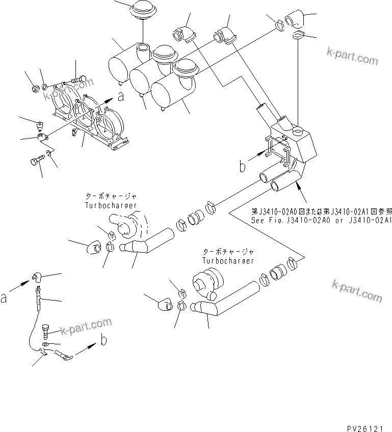 Komatsu parts book diagram for HD985-5 S/N 1021-UP: AIR INTAKE PIPING (1/2)