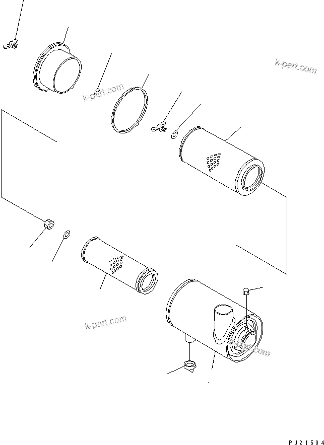Komatsu parts book diagram for HD985-5 S/N 1021-UP: AIR CLEANER (INNER PARTS)
