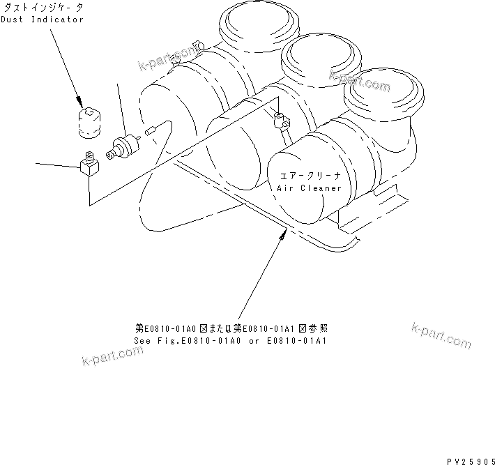 Komatsu parts book diagram for HD985-5 S/N 1021-UP: AIR CLEANER SENSOR