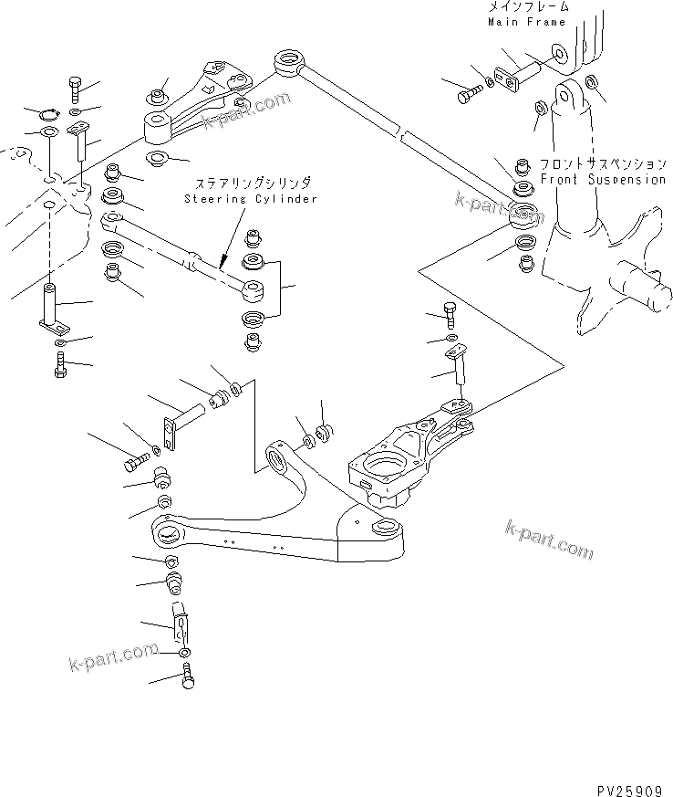 Komatsu parts book diagram for HD985-5 S/N 1021-UP: STEERING LINK (2/3)