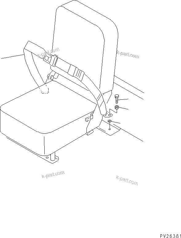 Komatsu parts book diagram for HD985-5 S/N 1021-UP: ASSISTANT SEAT BELT