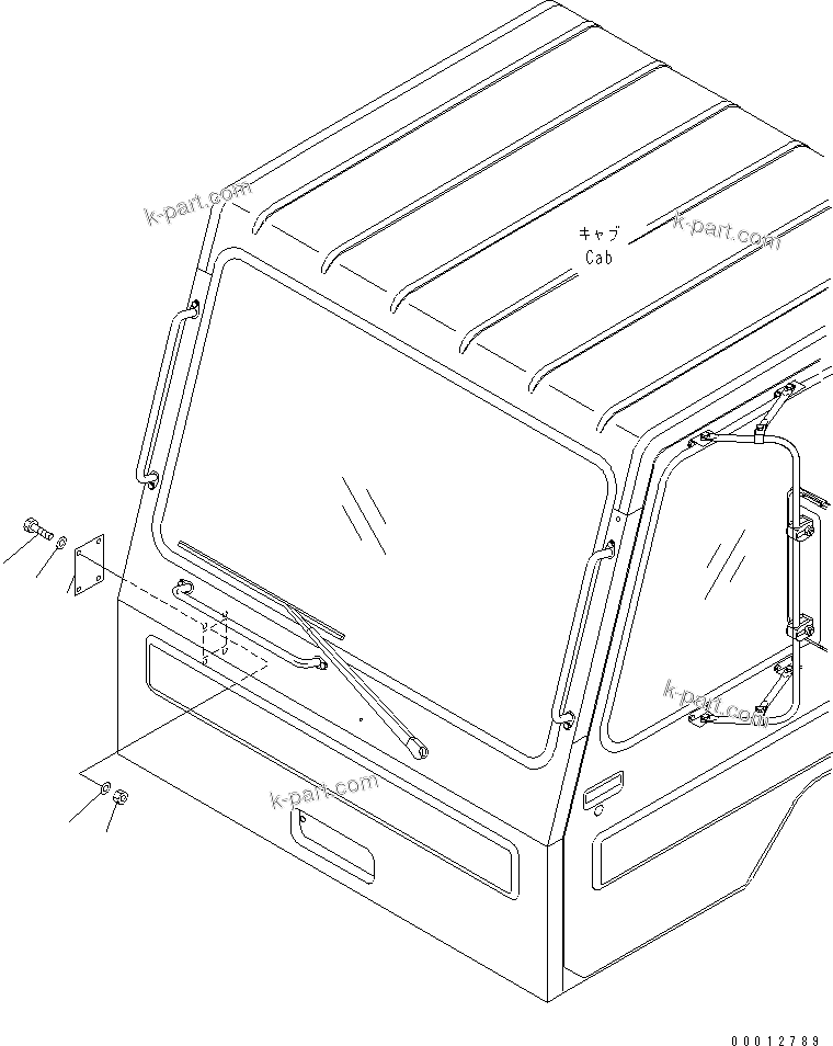 Komatsu parts book diagram for HD985-5 S/N 1021-UP: OPERATOR'S CAB (AIR CONDITIONER HOSE CLAMP) (AIR CON LESS)