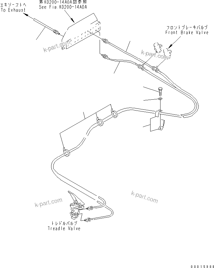 Komatsu parts book diagram for HD985-5 S/N 1021-UP: OPERATOR'S CAB (AIR PIPING) (2/4) (AUTO SUSPENSION AND FRONT BRAKE CUT AND EXHAUST BRAKE)
