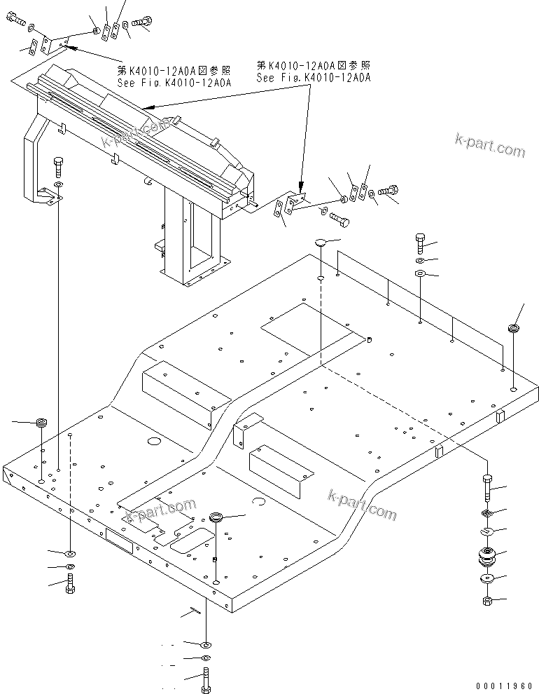 Komatsu parts book diagram for HD985-5 S/N 1021-UP: CAB FLOOR MOUNT(#1065-)