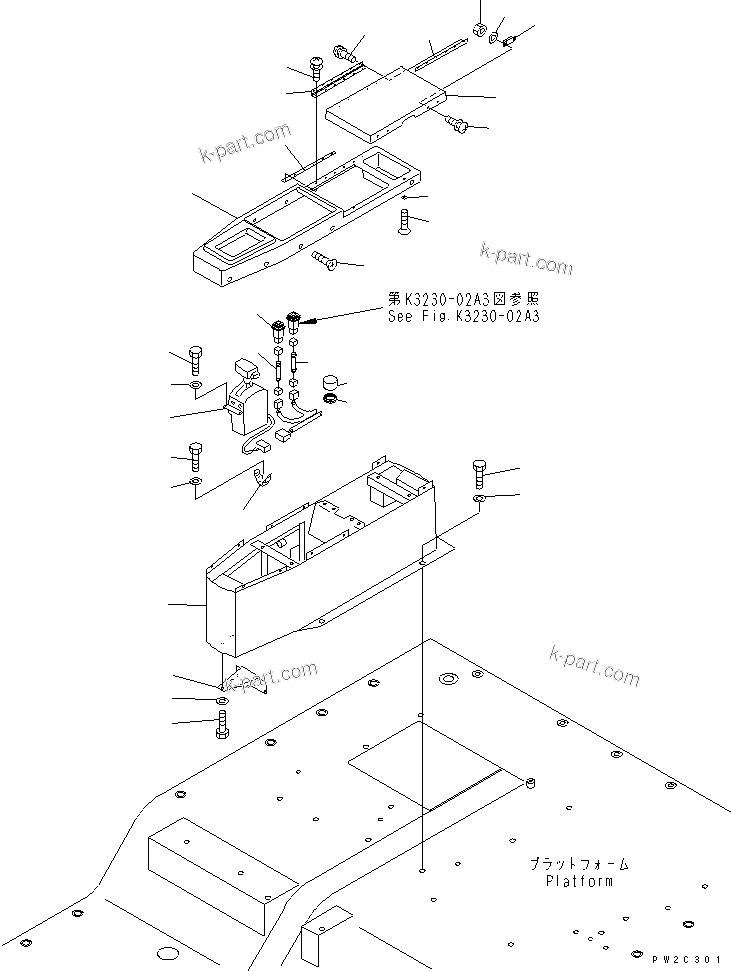 Komatsu parts book diagram for HD985-5 S/N 1021-UP: CONSOLE BOX (1/3) (SANDY AND DUSTY SPEC.)